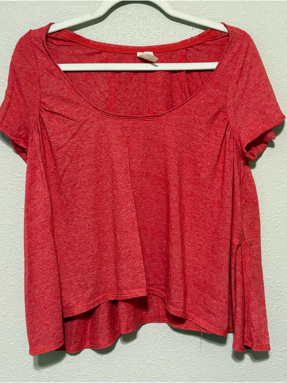 We The Free Red Scoop Neck Short Sleeve Top